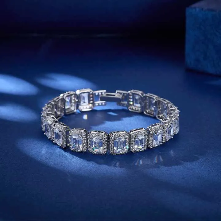 سوار سلسلة تنس مربع كلاسيكي للنساء - Classic Square Tennis Chain Bracelet