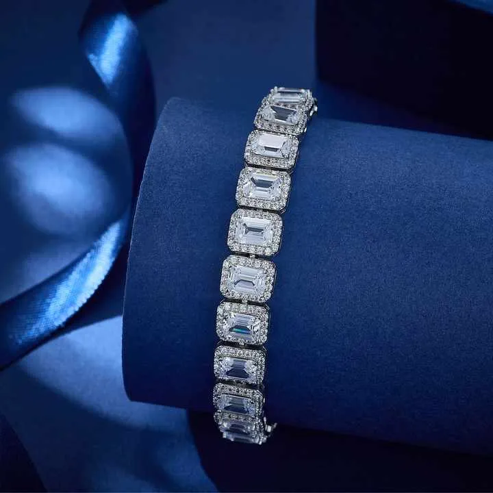 سوار سلسلة تنس مربع كلاسيكي للنساء - Classic Square Tennis Chain Bracelet