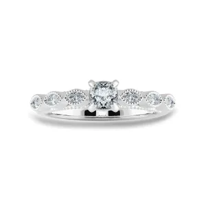 0.30cts. Cushion Cut Solitaire with Marquise Cut Diamond Accents Platinum Ring JL PT 2013