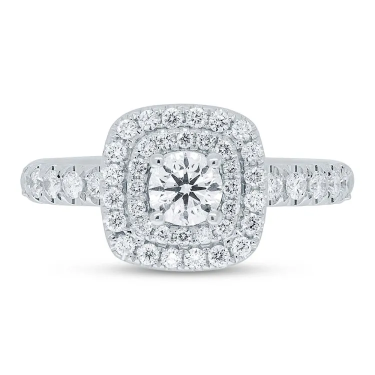 0.40ct Round Brilliant Center and 0.51ct Side 14k White Gold Diamond Engagement Ring