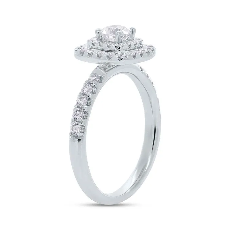 0.40ct Round Brilliant Center and 0.51ct Side 14k White Gold Diamond Engagement Ring