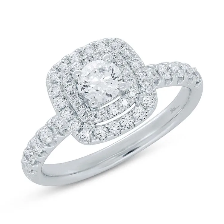 0.40ct Round Brilliant Center and 0.51ct Side 14k White Gold Diamond Engagement Ring
