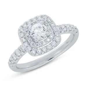 0.40ct Round Brilliant Center and 0.51ct Side 14k White Gold Diamond Engagement Ring