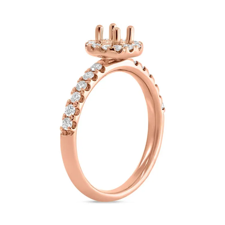 0.45ct 14k Rose Gold Diamond Semi-mount Ring for 0.40ct Center