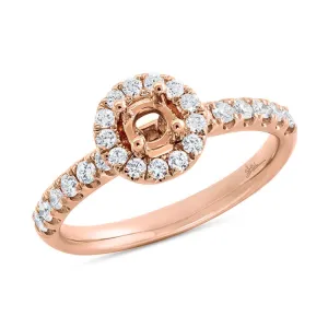 0.45ct 14k Rose Gold Diamond Semi-mount Ring for 0.40ct Center