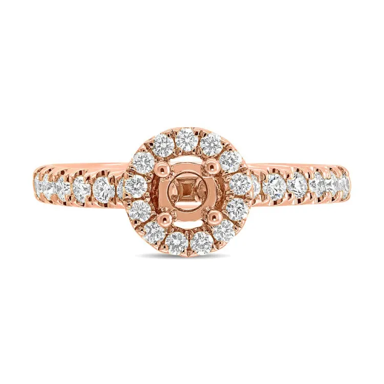 0.45ct 14k Rose Gold Diamond Semi-mount Ring for 0.40ct Center