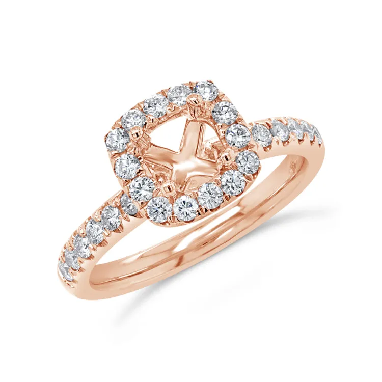 0.59ct 14k Rose Gold Diamond Semi-mount for 5x5mm Center