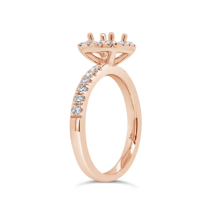 0.59ct 14k Rose Gold Diamond Semi-mount for 5x5mm Center