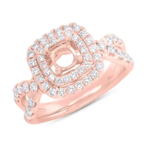 0.90ct 14k Rose Gold Diamond Semi-mount Ring for 0.75ct Center