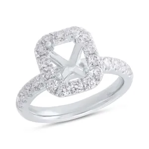 0.97ct 14k White Gold Diamond Semi-mount for 8x6mm Center