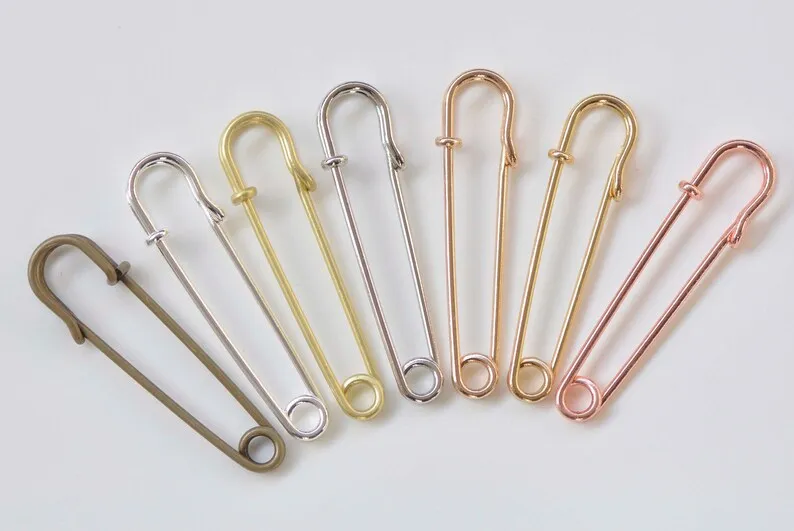 10 pcs Brass Safety Pins Kilt Pins Broochs 2 Inches Long