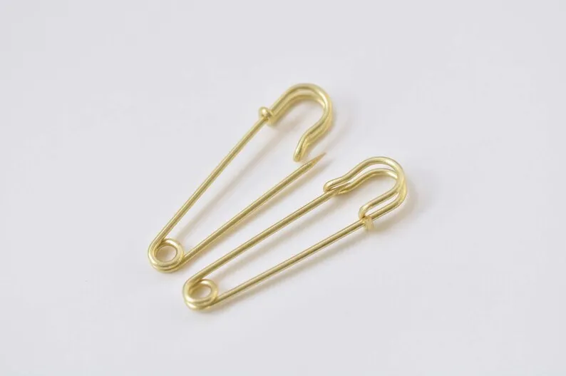 10 pcs Brass Safety Pins Kilt Pins Broochs 2 Inches Long