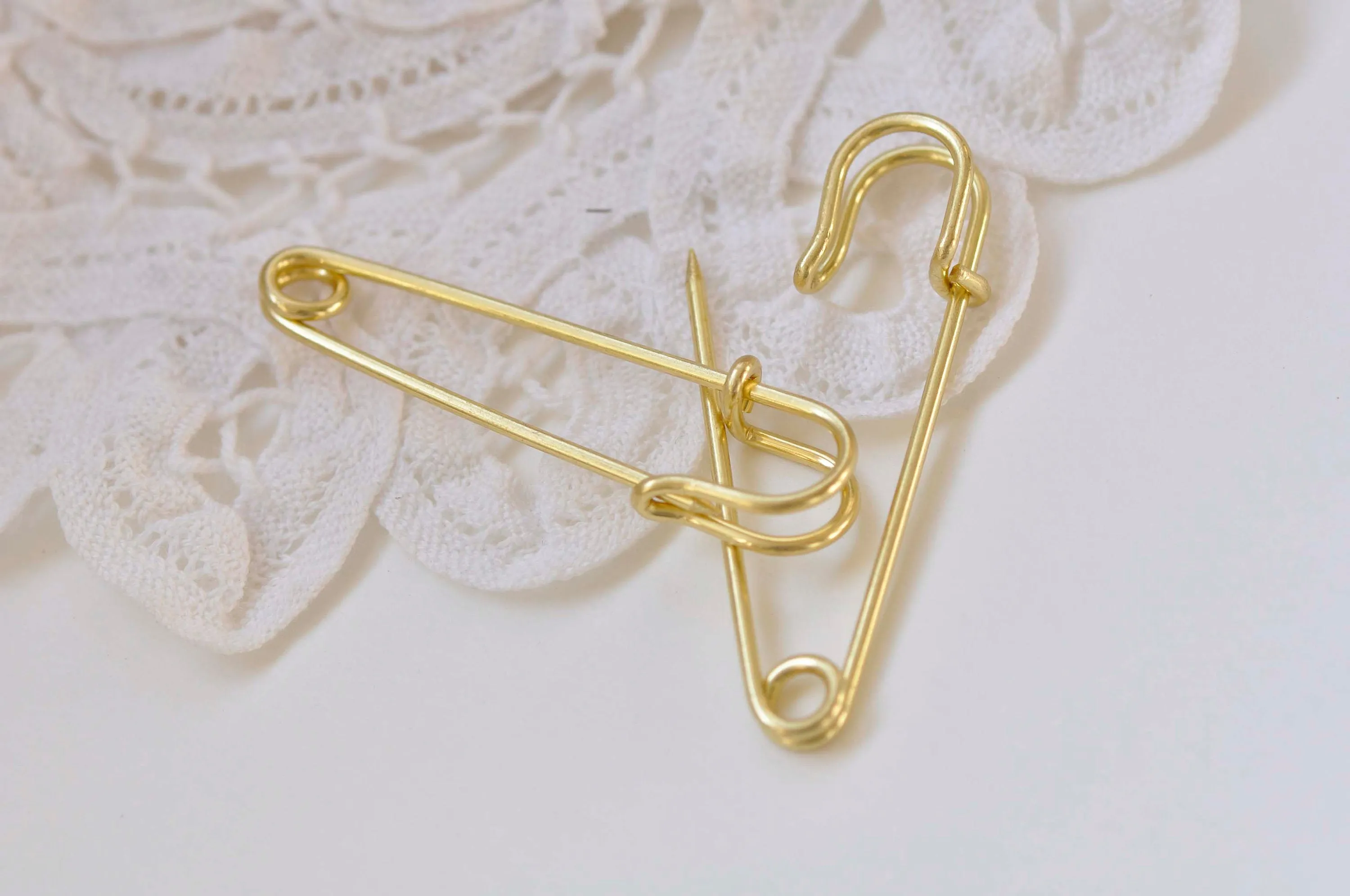 10 pcs Brass Safety Pins Kilt Pins Broochs 2 Inches Long