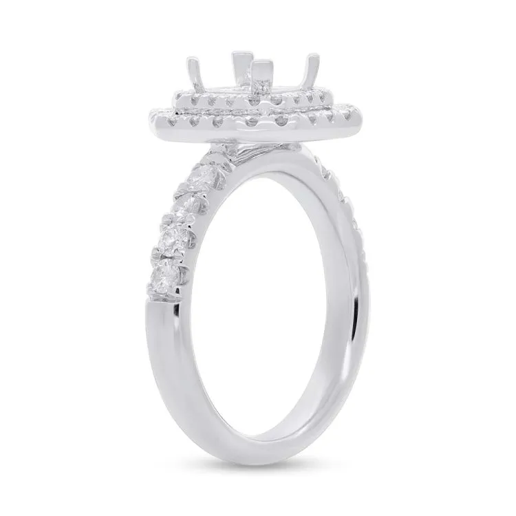 1.00ct 14k White Gold Diamond Semi-mount Ring for 6x6mm Center