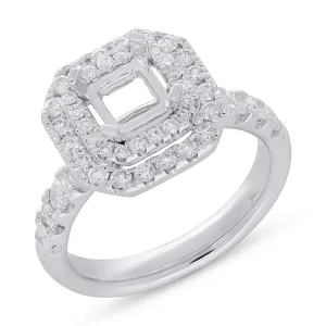1.00ct 14k White Gold Diamond Semi-mount Ring for 6x6mm Center