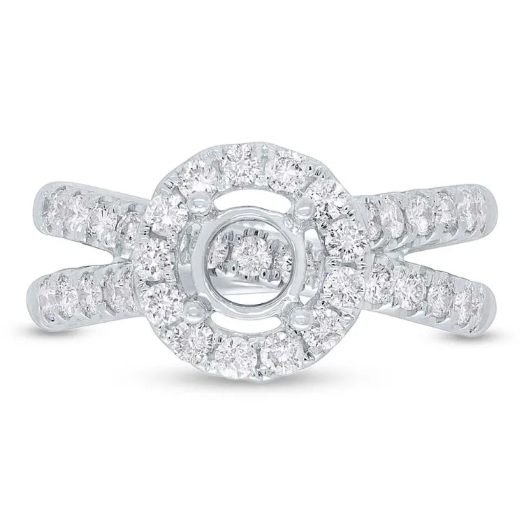 1.10ct 14k White Gold Diamond Semi-mount Ring for 1.00ct Center