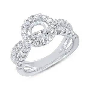 1.10ct 14k White Gold Diamond Semi-mount Ring for 1.00ct Center