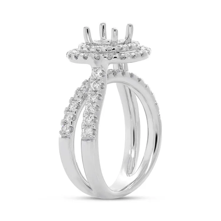 1.25ct 14k White Gold Diamond Semi-mount Ring for 1.00ct Center