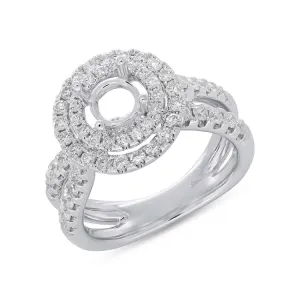 1.25ct 14k White Gold Diamond Semi-mount Ring for 1.00ct Center