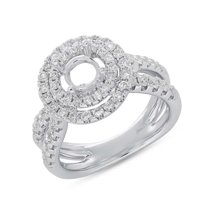 1.25ct 14k White Gold Diamond Semi-mount Ring for 1.00ct Center