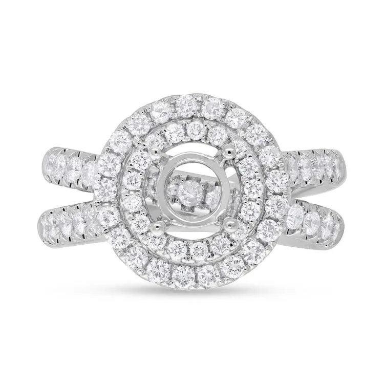 1.25ct 14k White Gold Diamond Semi-mount Ring for 1.00ct Center
