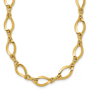 14K Gold Fancy Link Necklace with Polished Twisted Design