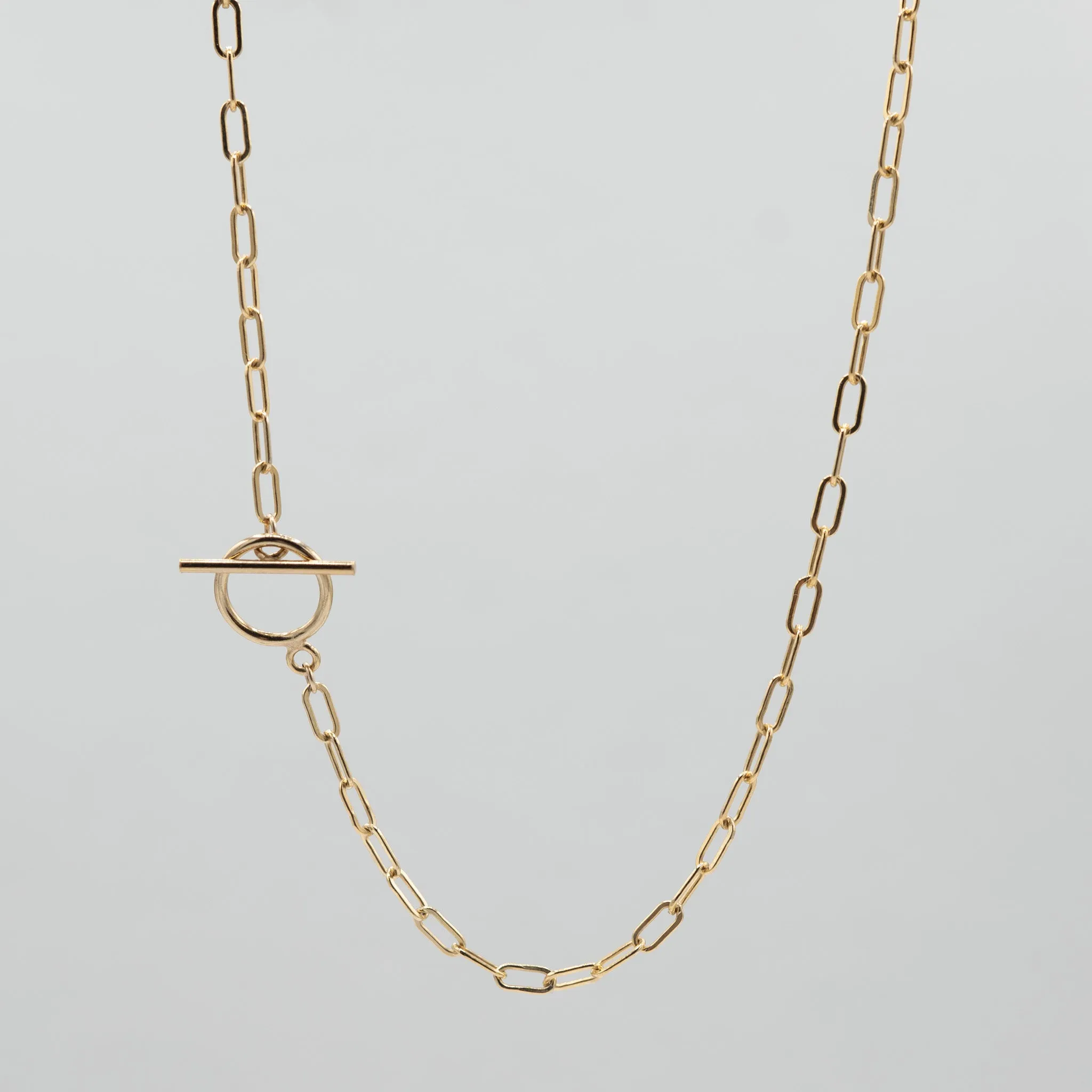 14k Gold Filled Small Paper Clip Toggle Necklace