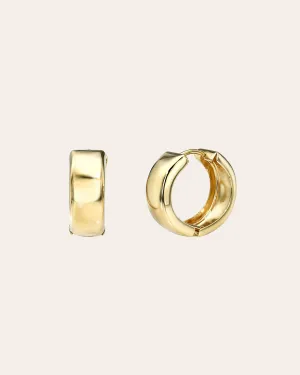 14k Gold Medium Bubbled Flat Hoop Earrings