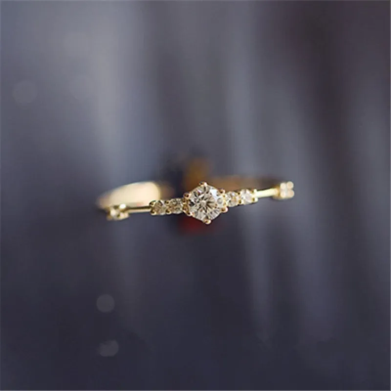 14K Gold Plating Pavé Crystal Exquisite Wedding Ring