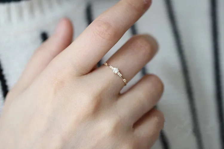 14K Gold Plating Pavé Crystal Exquisite Wedding Ring