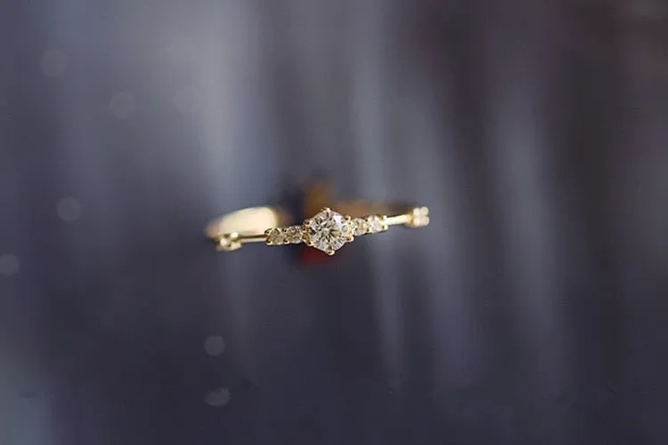 14K Gold Plating Pavé Crystal Exquisite Wedding Ring