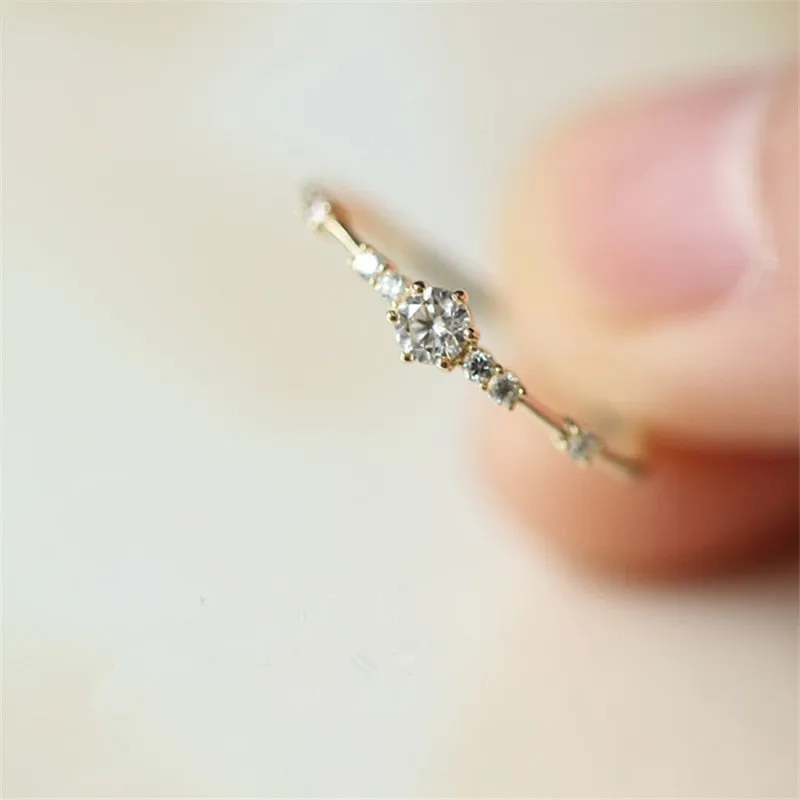 14K Gold Plating Pavé Crystal Exquisite Wedding Ring