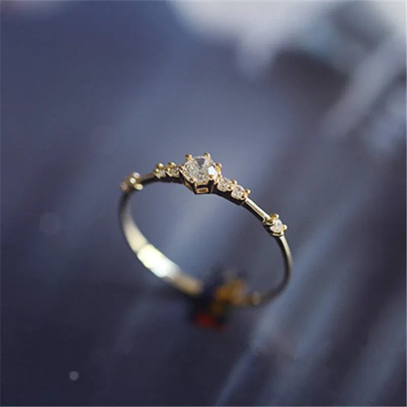 14K Gold Plating Pavé Crystal Exquisite Wedding Ring