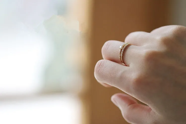 14K Gold Plating Pavé Crystal Exquisite Wedding Ring