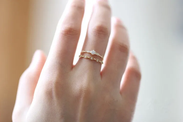 14K Gold Plating Pavé Crystal Exquisite Wedding Ring