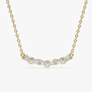 14K Gold Slanted Marquise and Round Diamond Necklace