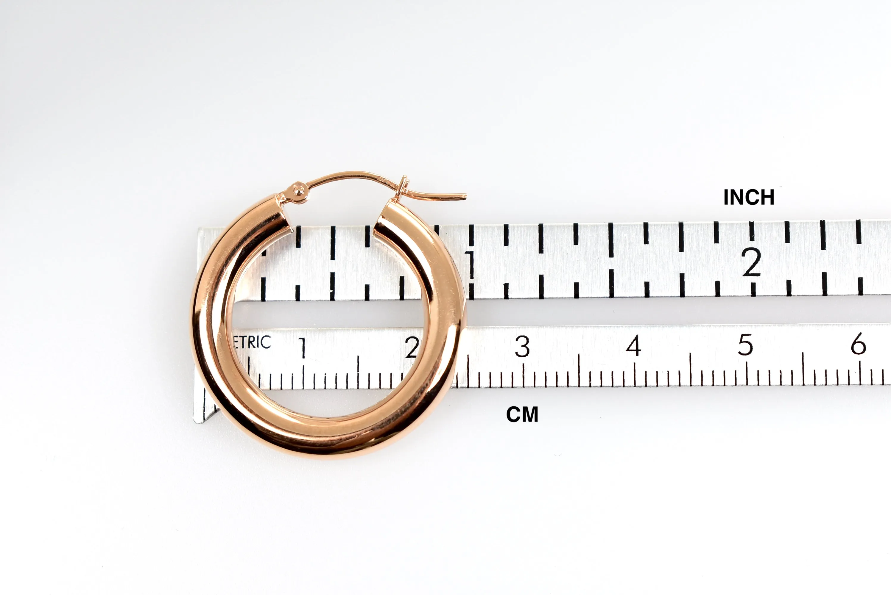14K Rose Gold 25mm x 4mm Classic Round Hoop Earrings