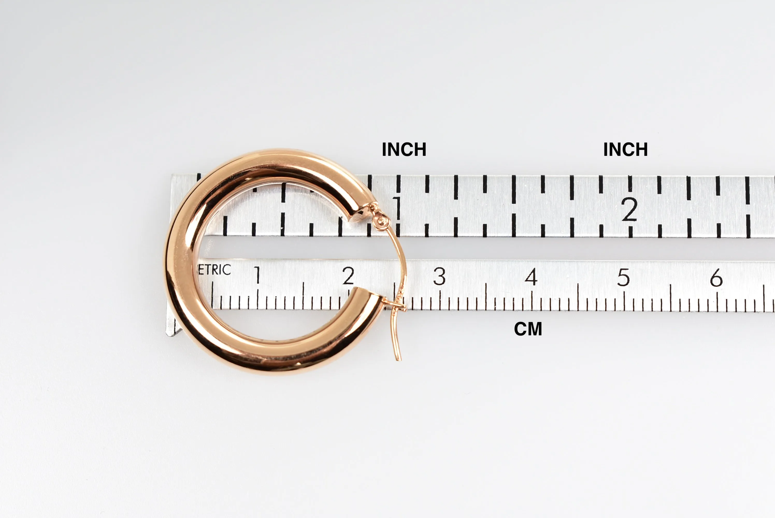 14K Rose Gold 25mm x 4mm Classic Round Hoop Earrings