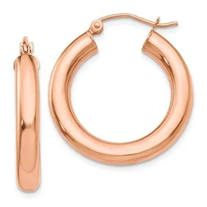 14K Rose Gold 25mm x 4mm Classic Round Hoop Earrings