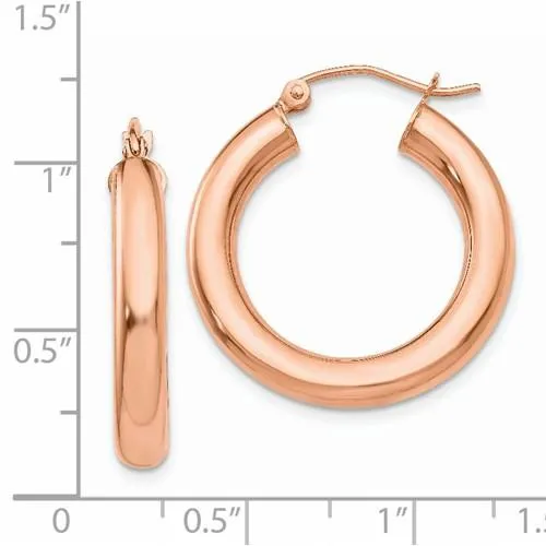 14K Rose Gold 25mm x 4mm Classic Round Hoop Earrings