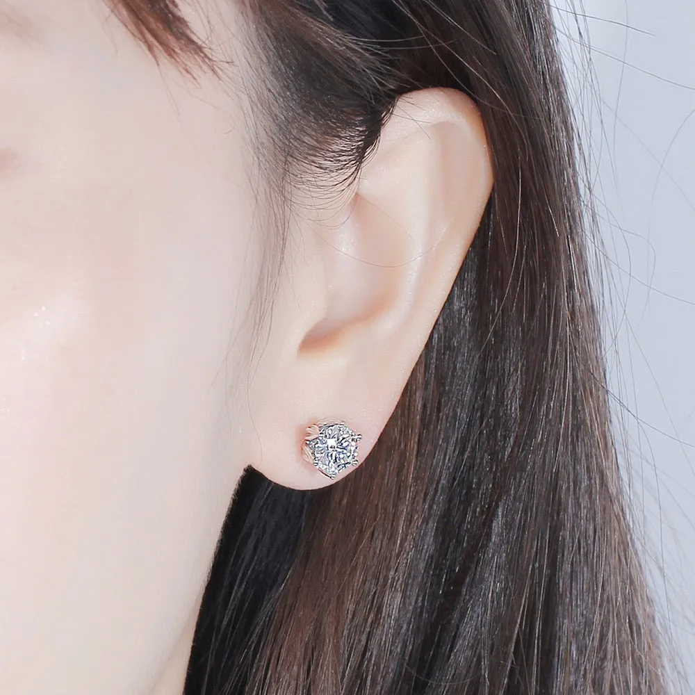14k White Gold Flower Moissanite Earrings 2ctw