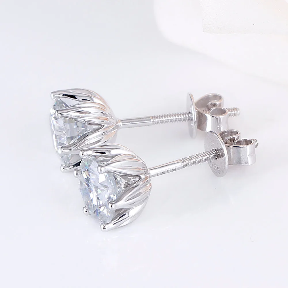 14k White Gold Flower Moissanite Earrings 2ctw