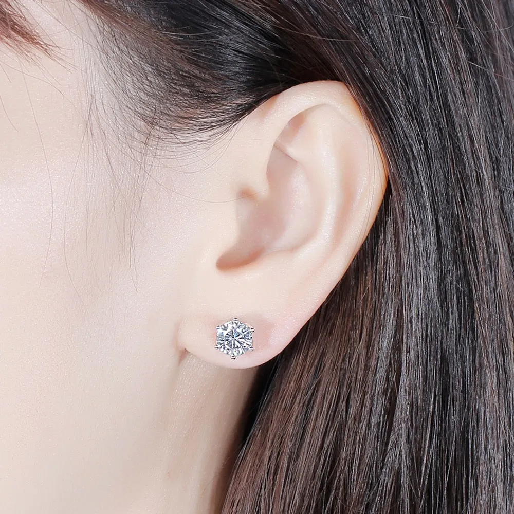 14k White Gold Flower Moissanite Earrings 2ctw