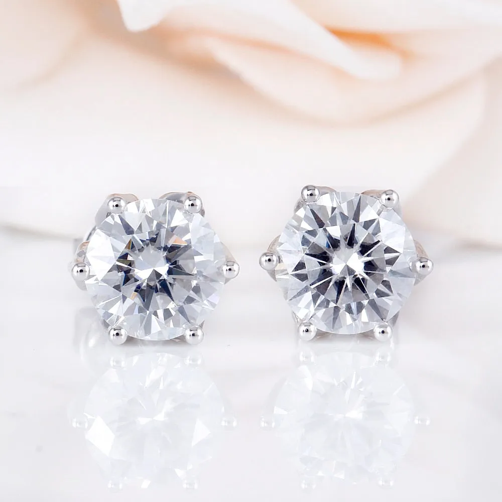 14k White Gold Flower Moissanite Earrings 2ctw