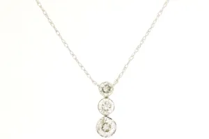 14K White Gold Graduated Diamond Drop Necklace