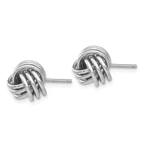 14k White Gold Small Love Knot Stud Post Earrings