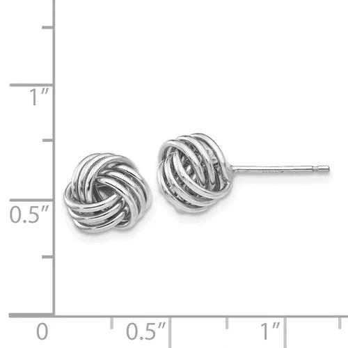14k White Gold Small Love Knot Stud Post Earrings
