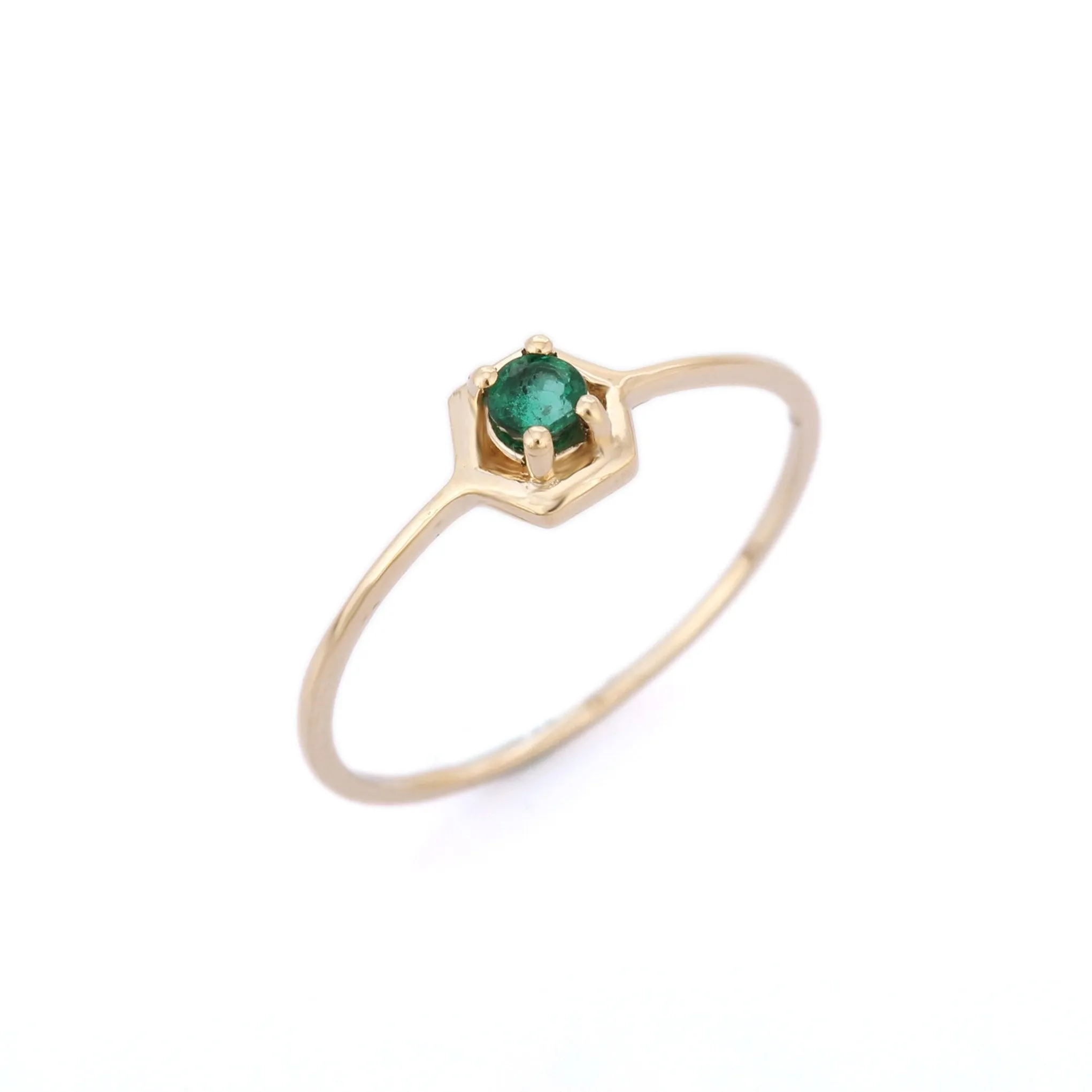 14K Yellow Gold Emerald Birthstone Ring