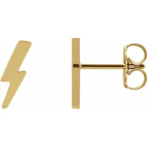 14K Yellow Tiny Lightening Bold Earrings