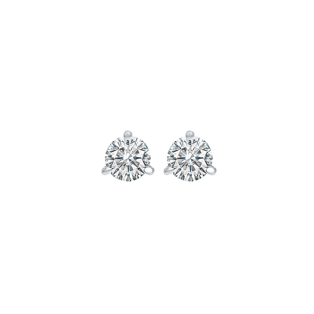 14KT White Gold & Diamond Classic Book Round Stud Earrings  - 1/8 ctw